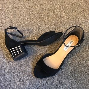 Steve Madden black silver stud block heel sandal